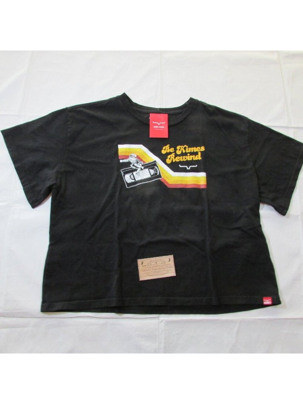 Kimes Ranch Women's XL Short Sleeve Rewind Crop Graphic T-Shirt Black